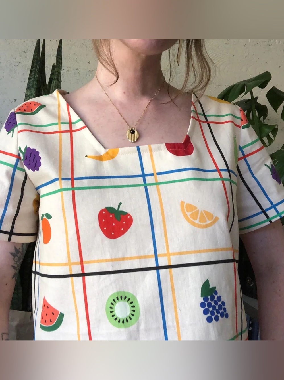 Ersa Fibers Top Frankie Fruit Print Short Sleeve 100% Linen size S - Picture 1 of 8